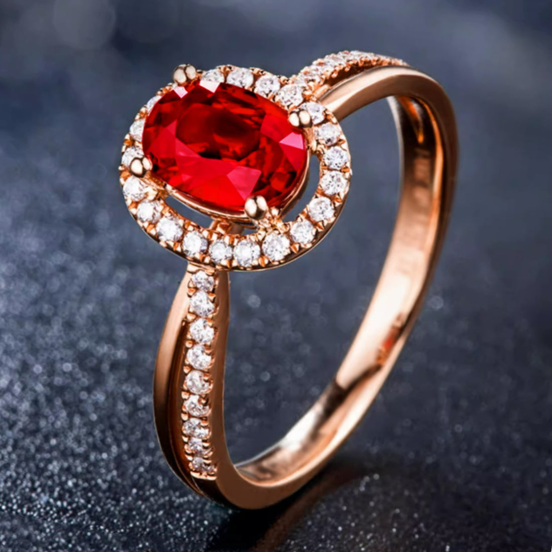 18K Rose Gold Ruby  Open Ring