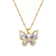 Titanium Steel Diamond Encrusted Butterfly Necklace