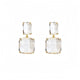 S925 Silver Transparent Geometric Square Crystal Earrings