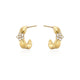 Irregular Pleated Geometric C-shaped Diamond Studded Snowflake Earrings