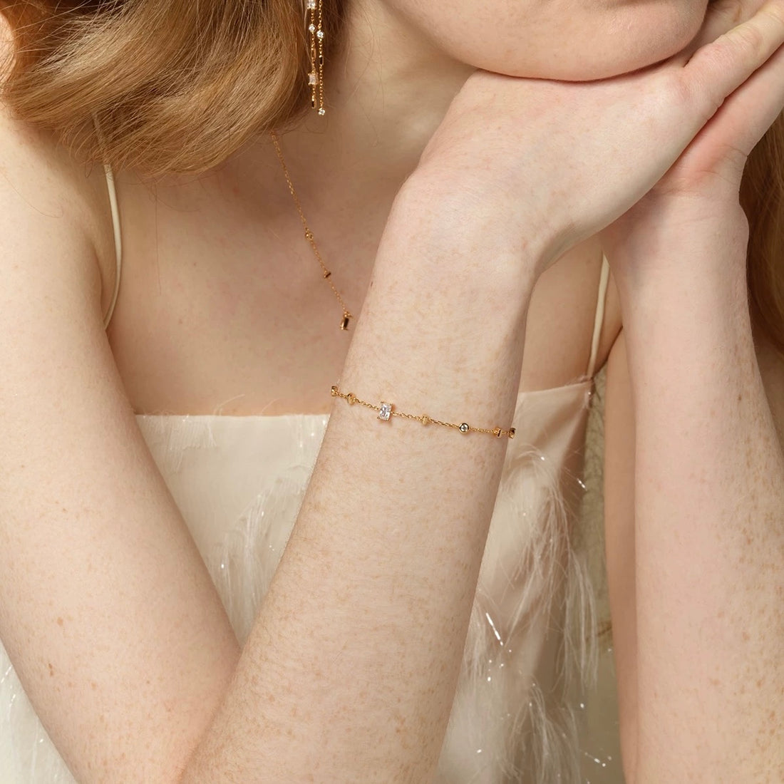 S925 Pure Silver Square Candy Zircon Bracelet