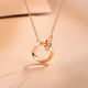 S999 Sterling Silver Mobius Double Ring Necklace