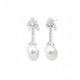 Golden Iris Flower Pearl Earrings