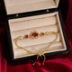 18K Gold Plated Ruby Set Diamond Pull-out Bracelet