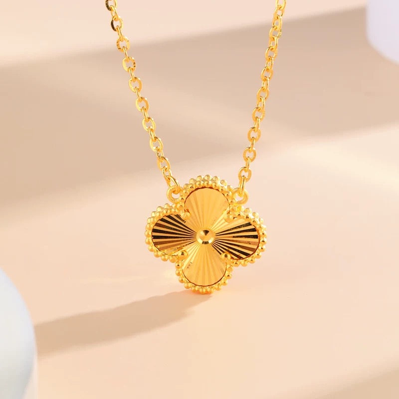 18K Gold Laser Clover Necklace