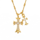 Golden Diamond Studded Double Cross Necklace