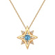 18K Gold Blue Topaz Octagonal Star Pendant Necklace