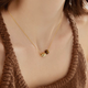 Golden tiger-eye Geometric Liquid Metal Necklace