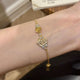 18K Gold Twin Roses Bracelet With Full-Pavé Cubic Zirconia