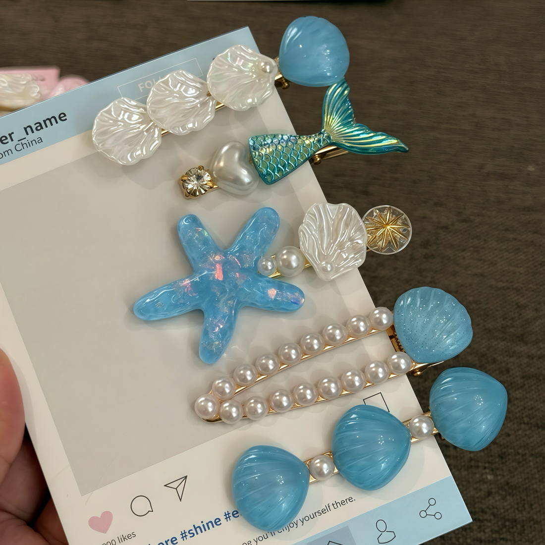 Pearl Shell Starfish Tail Hair Clip Set