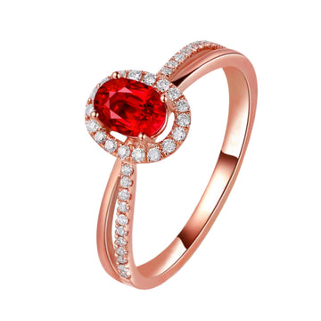 18K Rose Gold Ruby  Open Ring