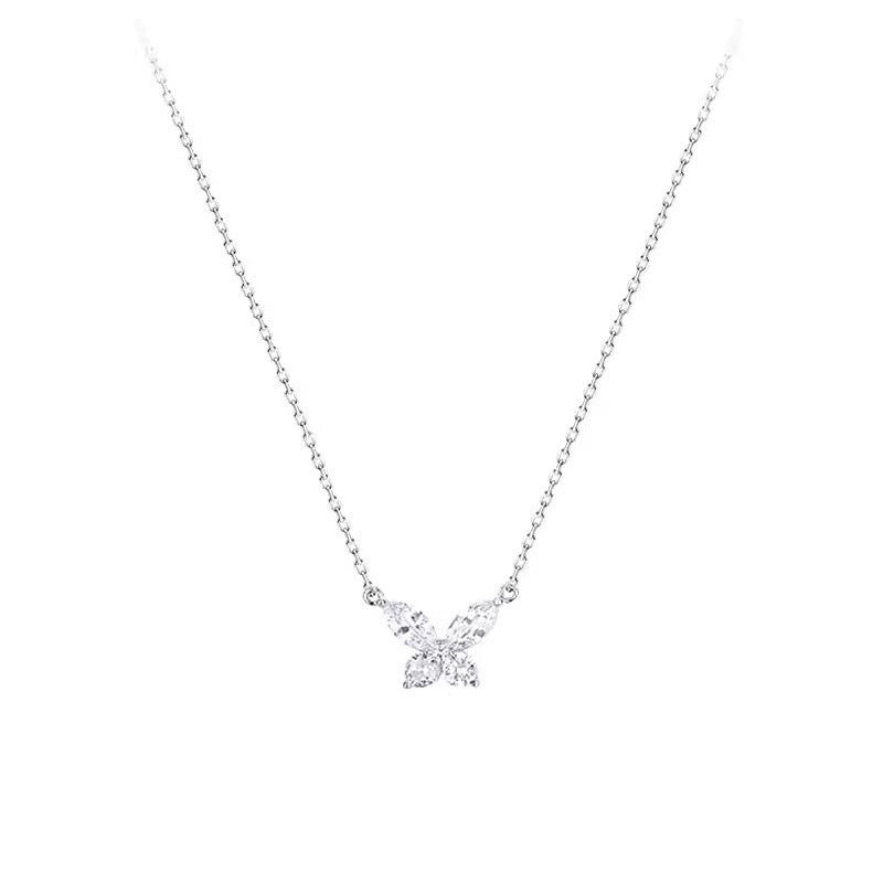 S 925 Pure Silver Butterfly Collarbone Necklace