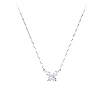 S 925 Pure Silver Butterfly Collarbone Necklace