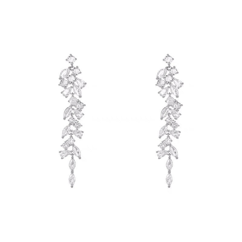 Long Tassel Zircon Earrings