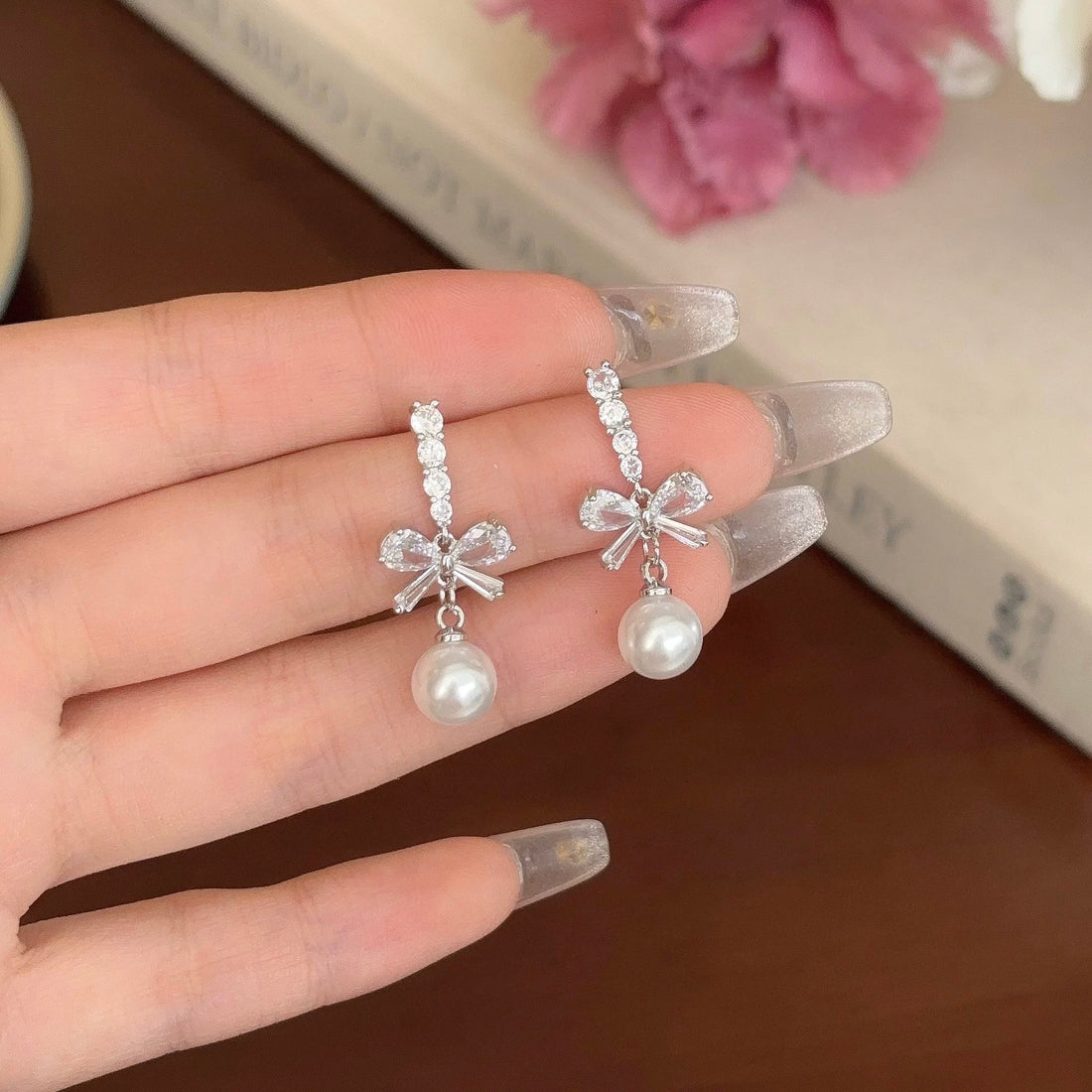 Butterfly Knot Pearl Earrings