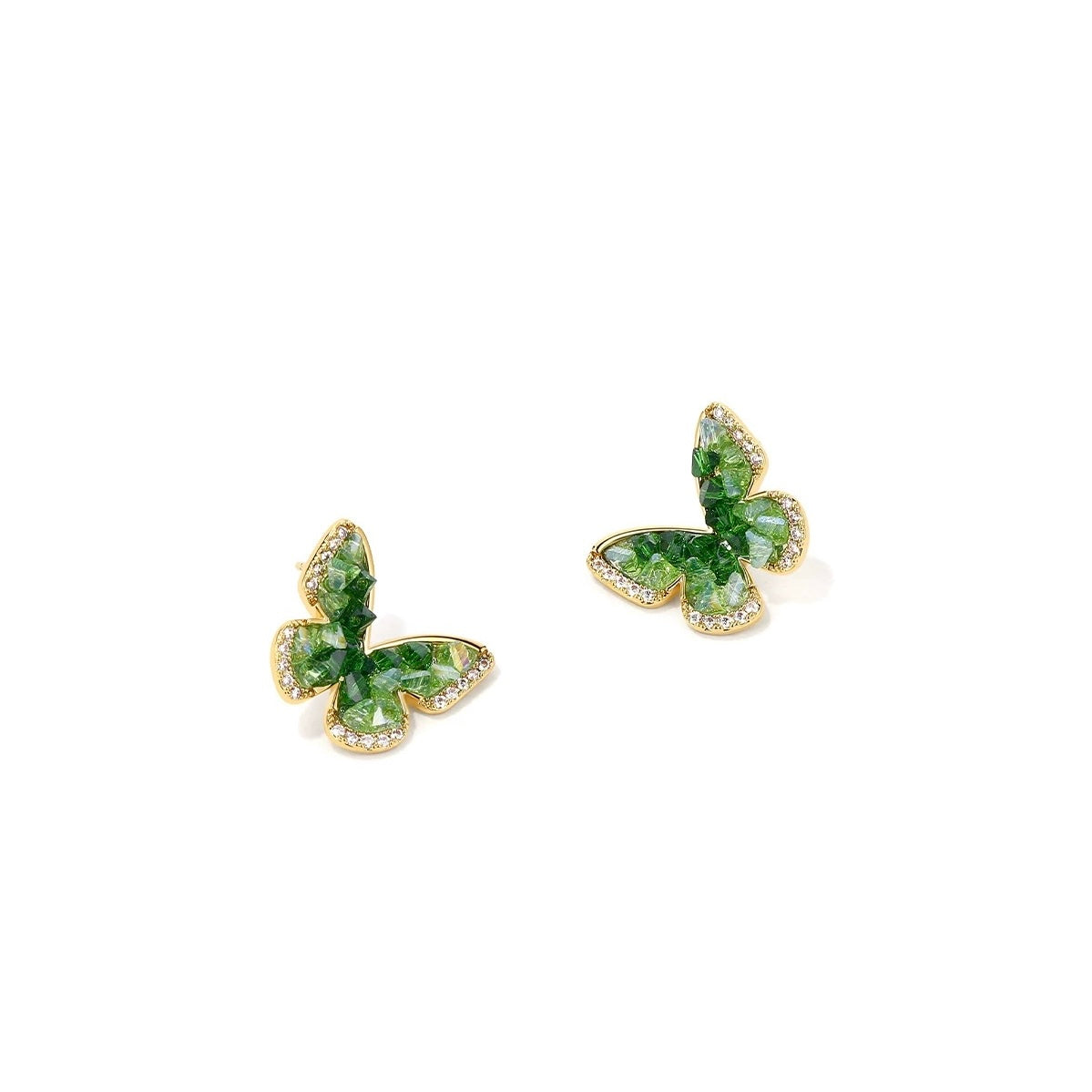 Green Crystal Butterfly Earrings