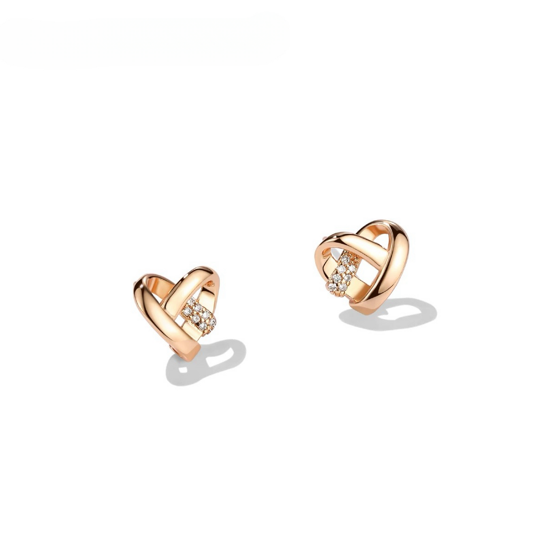 Rose Gold Hollow Woven Heart-shaped Earrings