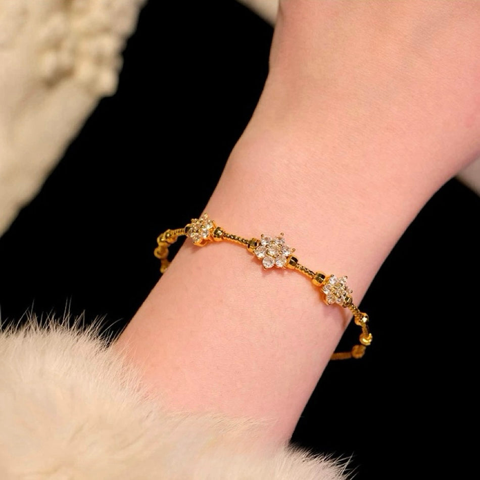 Gold Plated Zircon Flower Bracelet