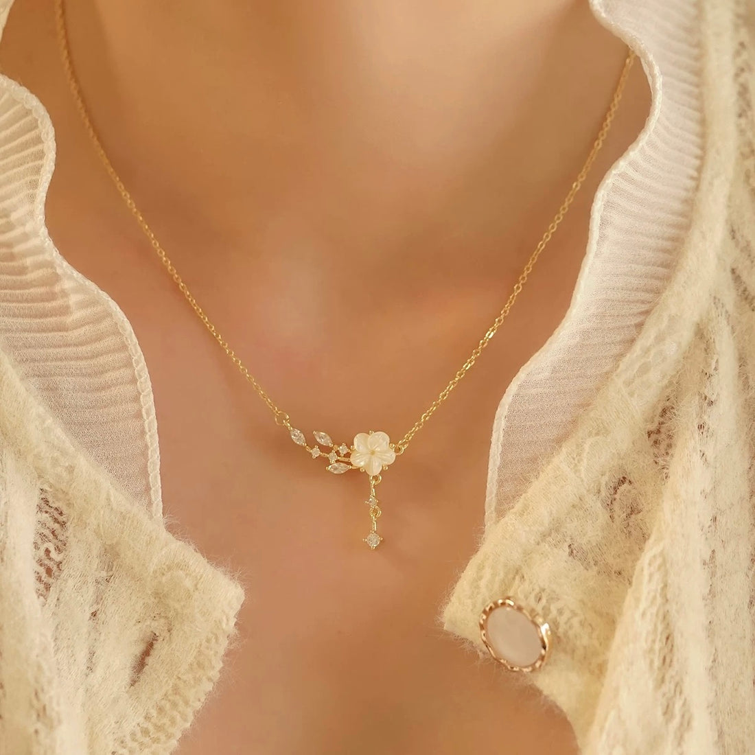 Zircon Mountain Camellia Necklace