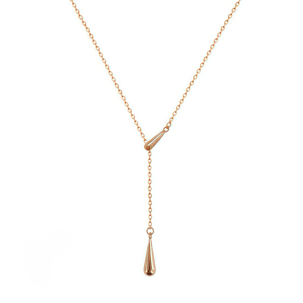 18K Gold Water Droplet Fringe Y-shaped Necklace
