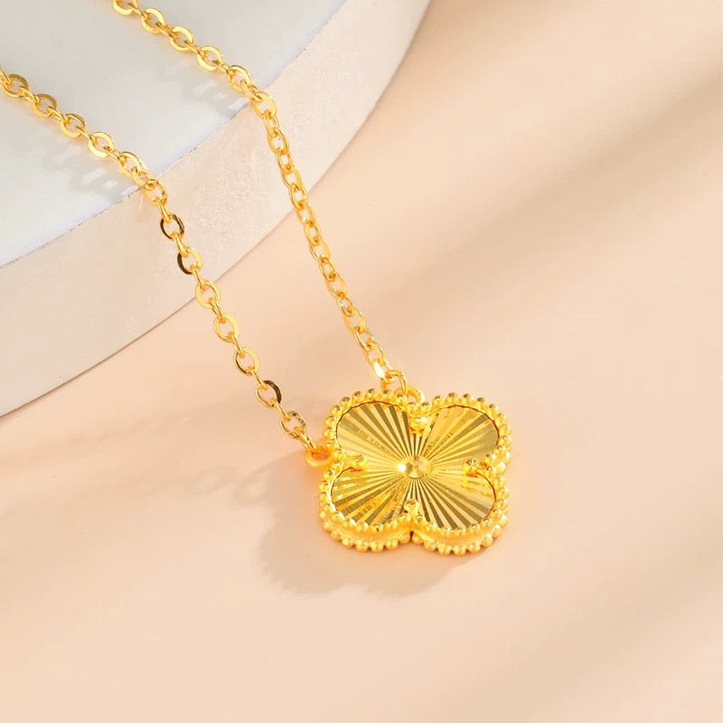 18K Gold Laser Clover Necklace