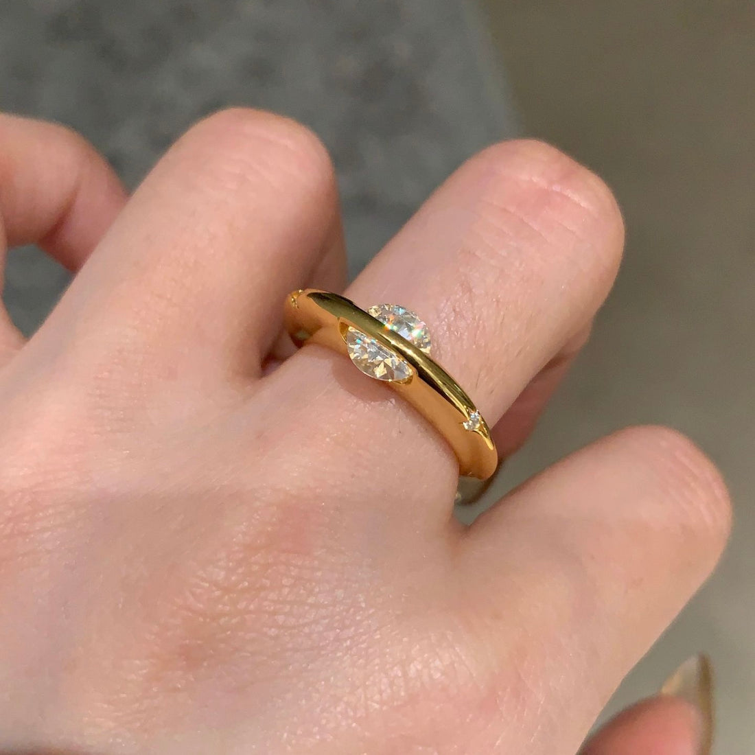 18K Gold High-Polish Rotatable Star CZ Ring