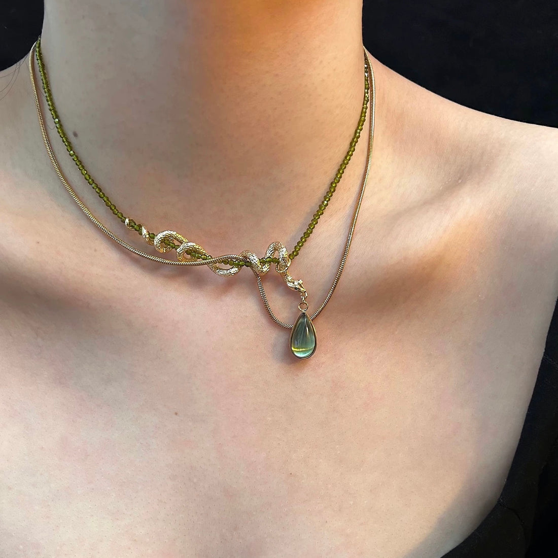 Serpent & Vine Olive Green Choker Necklace